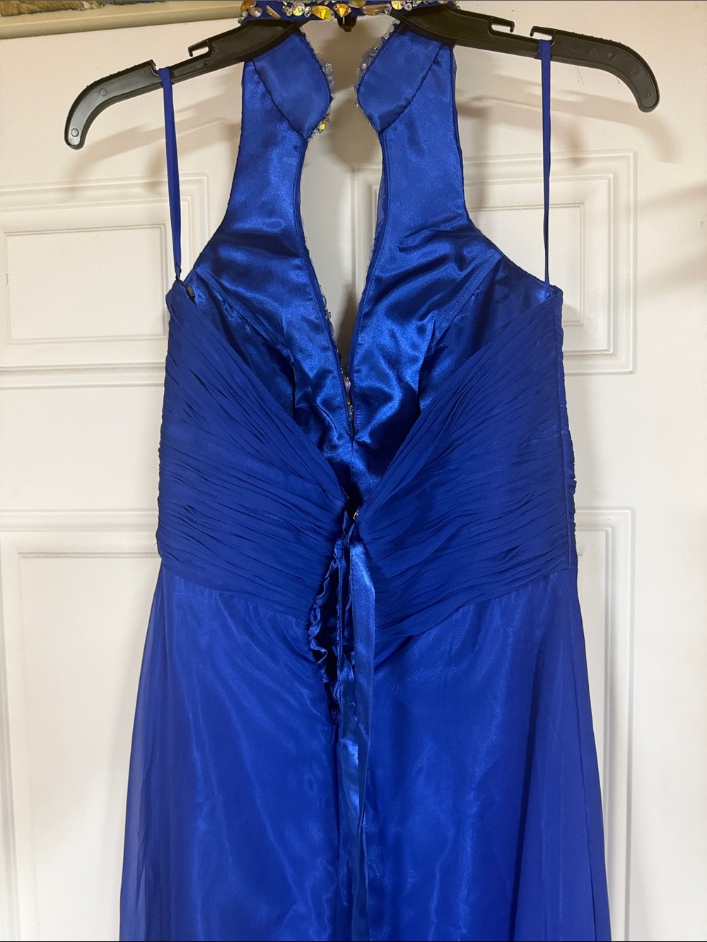 Embellished Halter Prom Dress in Royal Blue - Picture 5 of 8